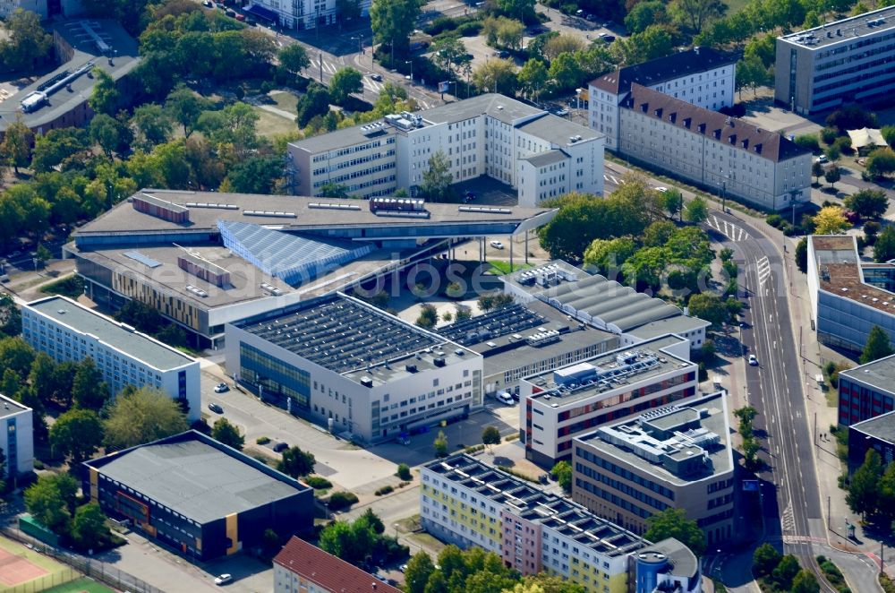 Aerial photograph Magdeburg - Campus University- area Universitaetsbibliothek - Otto-von-Guericke-Universitaet in Magdeburg in the state Saxony-Anhalt, Germany
