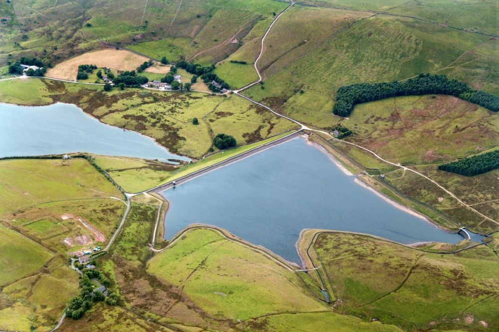 Aerial image Delph - Castleshaw Reservoir near Delph (Saddleworth) in Greater Manchester, England in United Kingdom