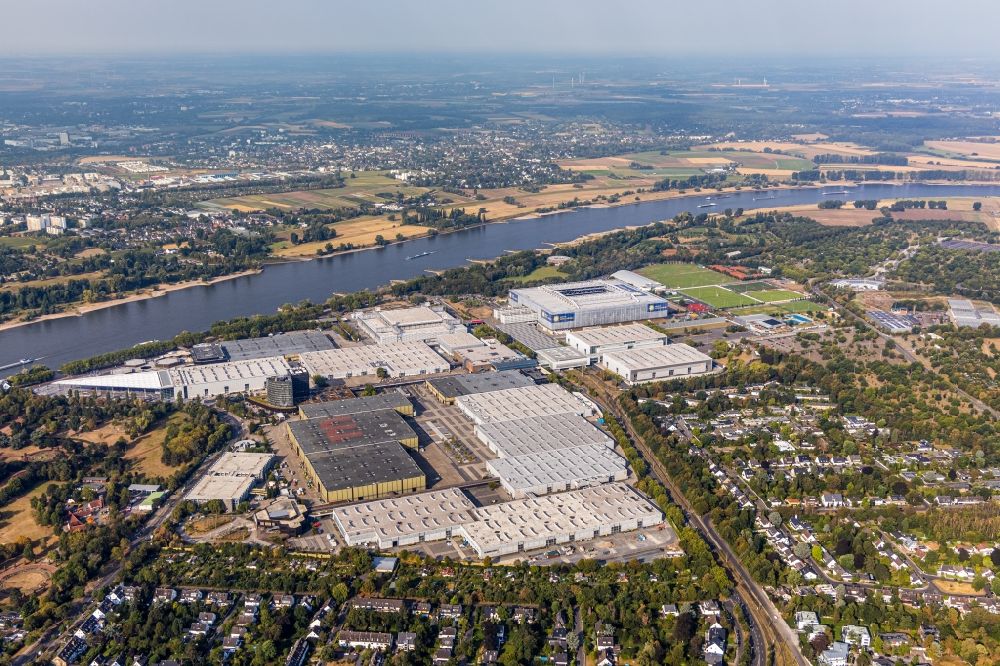 Aerial image Düsseldorf - Exhibition grounds and exhibition halls of the Messe Duesseldorf in the district Stockum in Duesseldorf in the state North Rhine-Westphalia, Germany