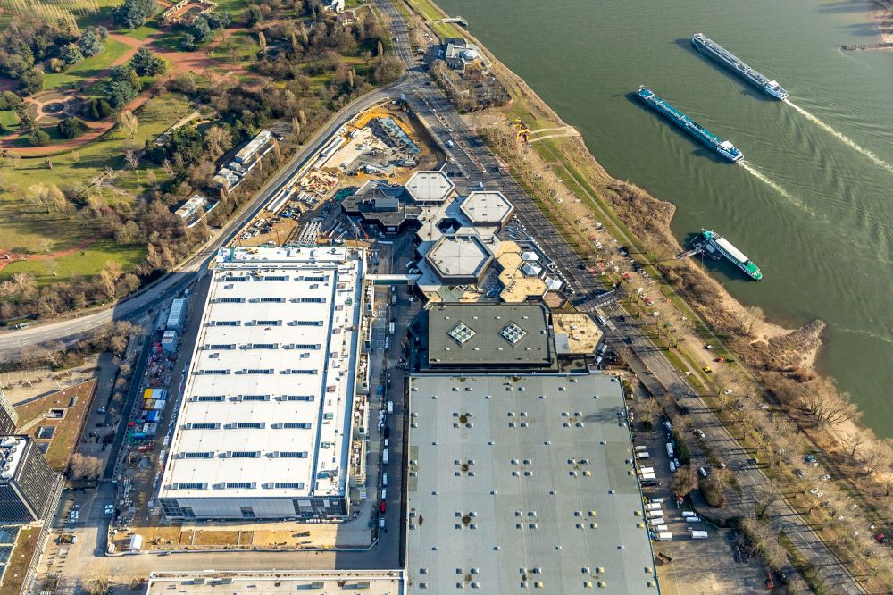 Aerial photograph Düsseldorf - Reconstruction and extension Construction site at the exhibition grounds and exhibition halls of the Messe Duesseldorf in the district Stockum in Duesseldorf in the state North Rhine-Westphalia, Germany
