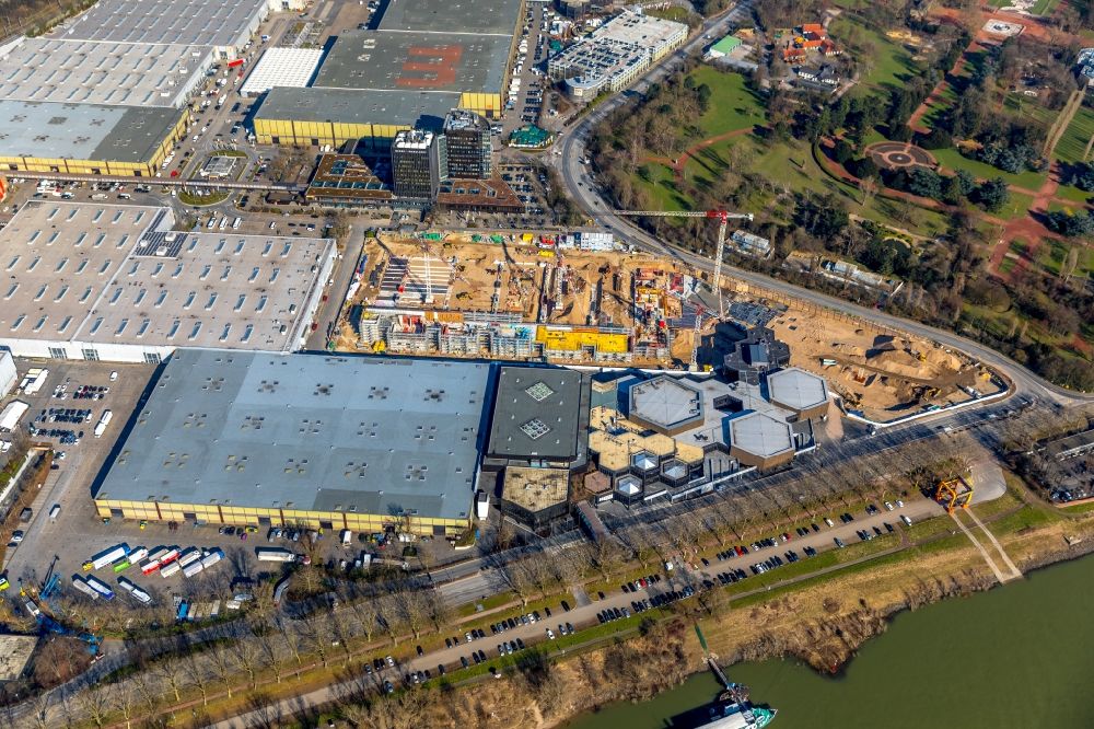 Aerial image Düsseldorf - Reconstruction and extension Construction site at the exhibition grounds and exhibition halls of the Messe Duesseldorf in the district Stockum in Duesseldorf in the state North Rhine-Westphalia, Germany
