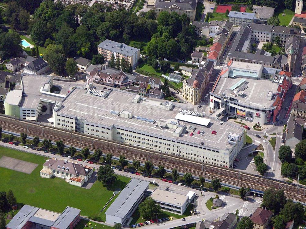 Aerial image Amstetten - Blick auf Amstetten und das Citycenter Amstetten Citycenter Amstetten Waidhofnerstraße 1 A-3300 Amstetten Tel.: +43 (0) 7472 / 66 565 http://