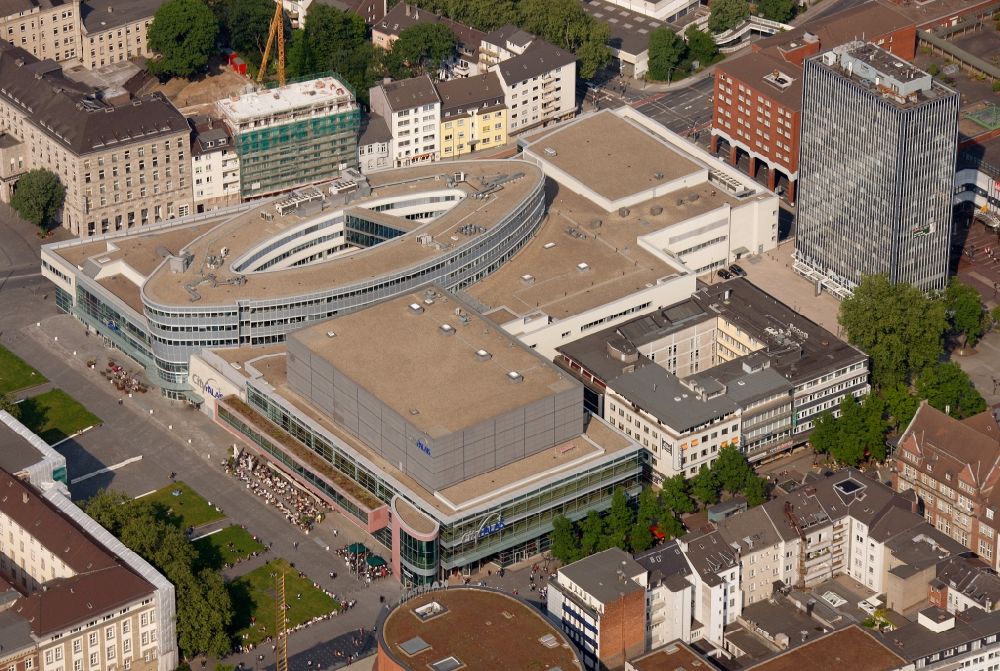 Duisburg from above - View of the CityPalais Duisburg in the state North Rhine-Westphalia