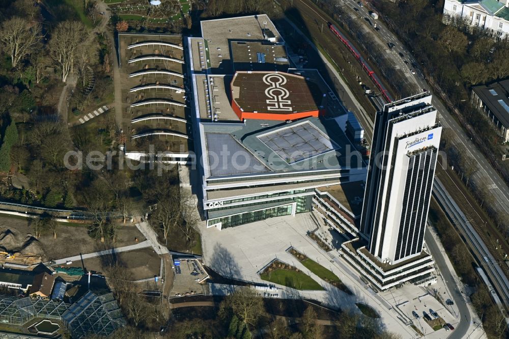 Hamburg from above - Congress Center ( CCH ) on High-rise building of the hotel complex Radisson Blu on Marseiller Strasse in Hamburg, Germany