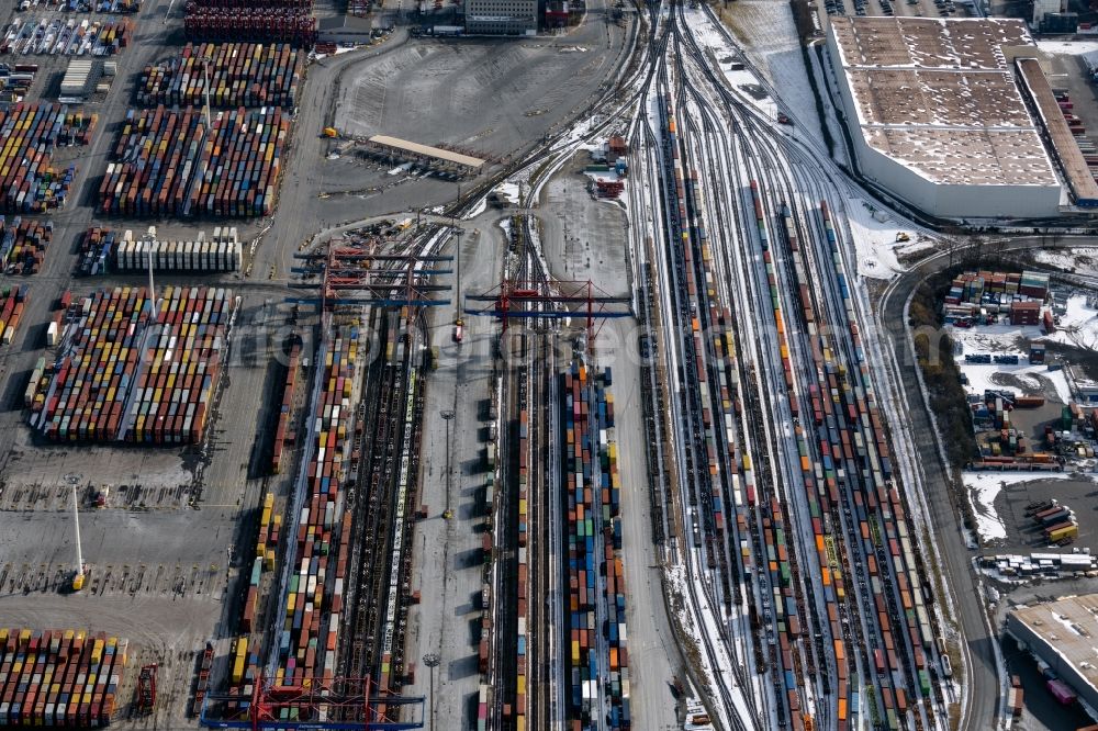 Hamburg from above - container Terminal in the port of the international port in the district Waltershof in Hamburg, Germany