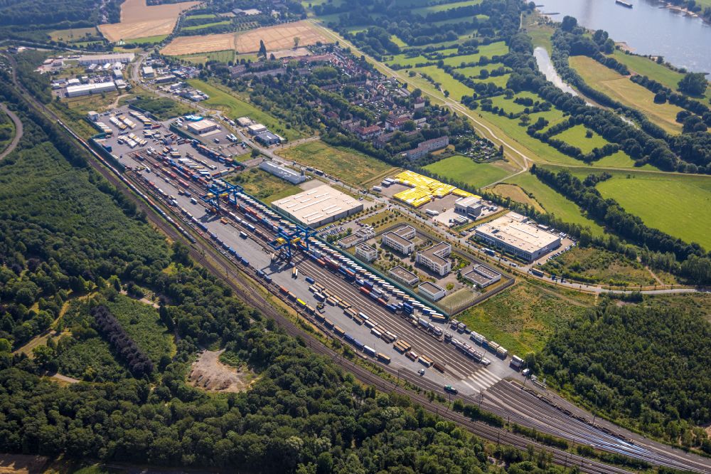 Aerial image Duisburg - Container terminal center in the district Hohenbudberg in Duisburg in the state North Rhine-Westphalia, Germany