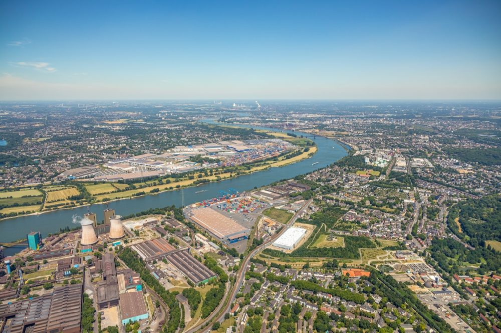 Aerial image Duisburg - Container terminal center in Duisburg in the state North Rhine-Westphalia, Germany