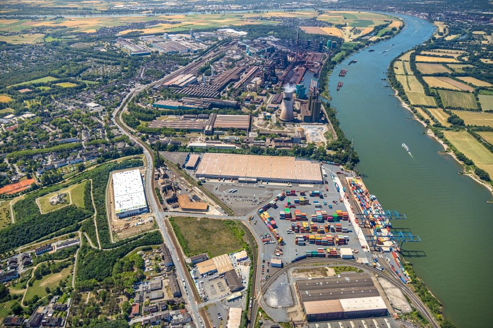 Duisburg from above - Container terminal center in Duisburg in the state North Rhine-Westphalia, Germany