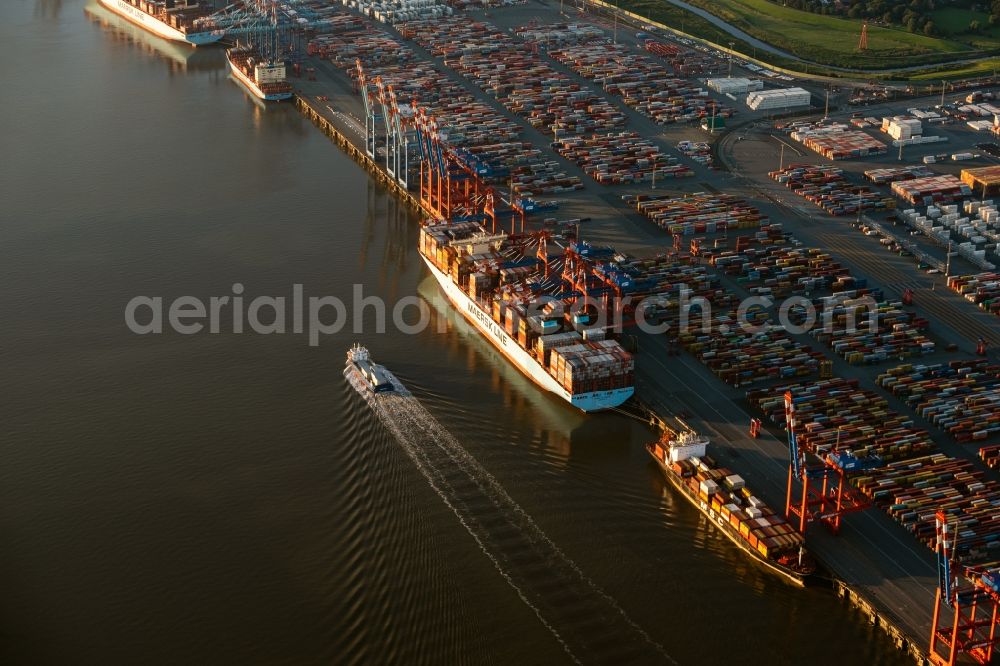 Aerial image Bremerhaven - Container Terminal in the port of the international port in Bremerhaven in the state Bremen, Germany