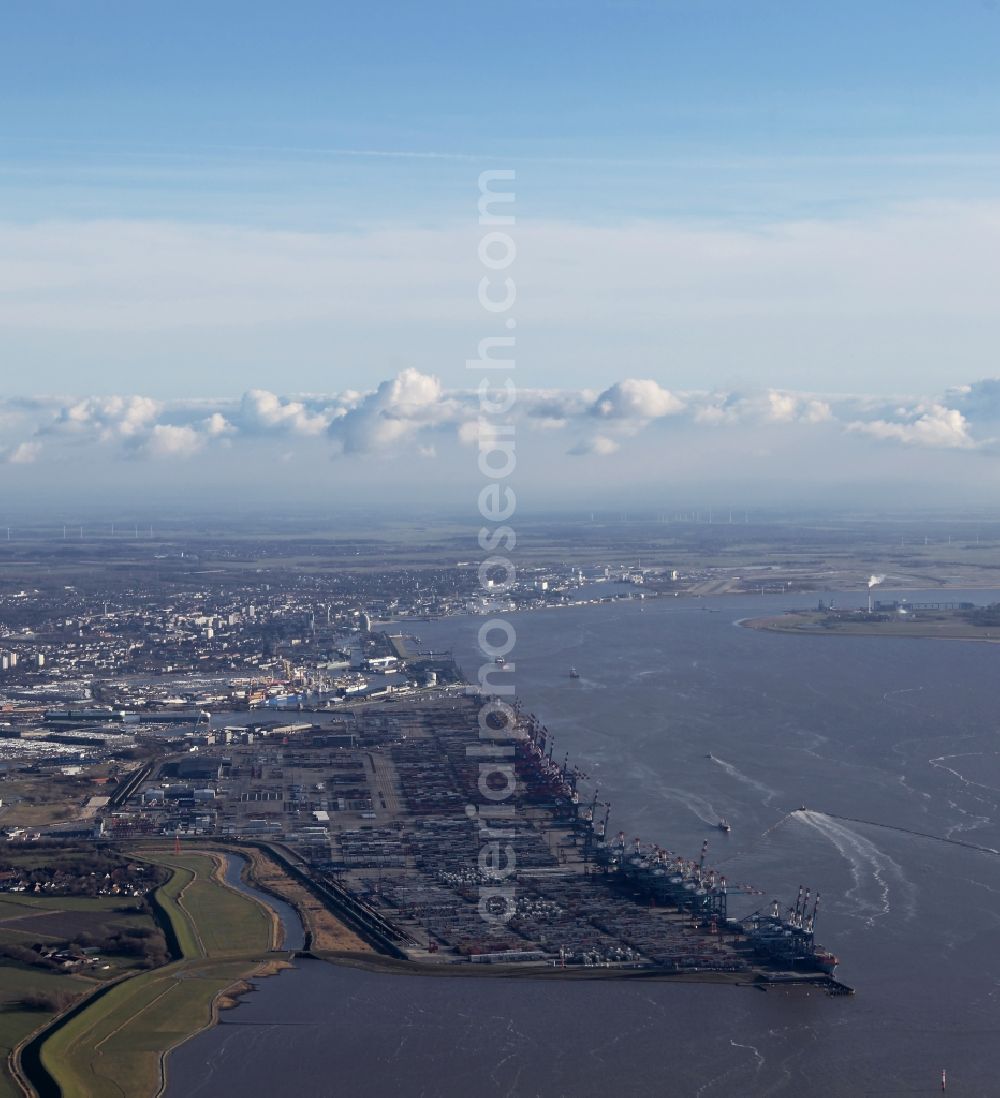 Aerial image Bremerhaven - Container Terminal in the port of the international port of EUROGATE Container Terminal Bremerhaven GmbH in Bremerhaven in the state Bremen