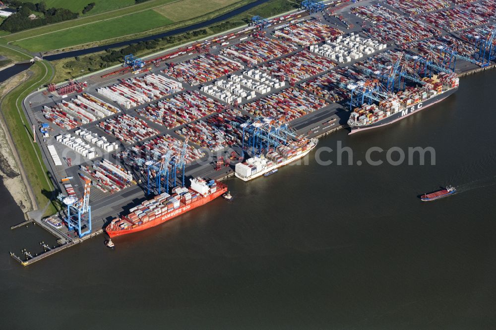 Bremerhaven from the bird's eye view: Container Terminal in the port of the international port of EUROGATE Container Terminal Bremerhaven GmbH in Bremerhaven in the state Bremen