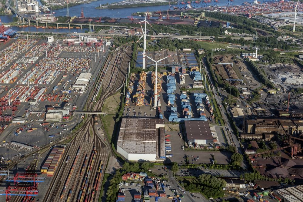 Hamburg from above - Container Terminal in the port of the international port of the EUROGATE Container Terminal Hamburg GmbH in Hamburg