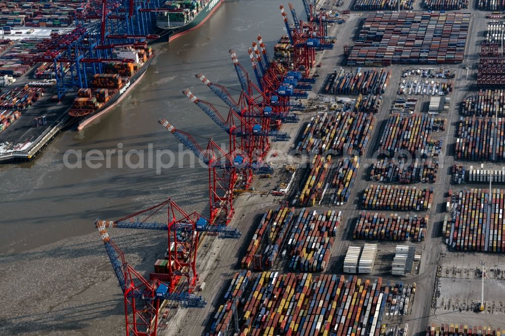 Hamburg from above - Container Terminal in the port of the international port of the EUROGATE Container Terminal Hamburg GmbH in Hamburg