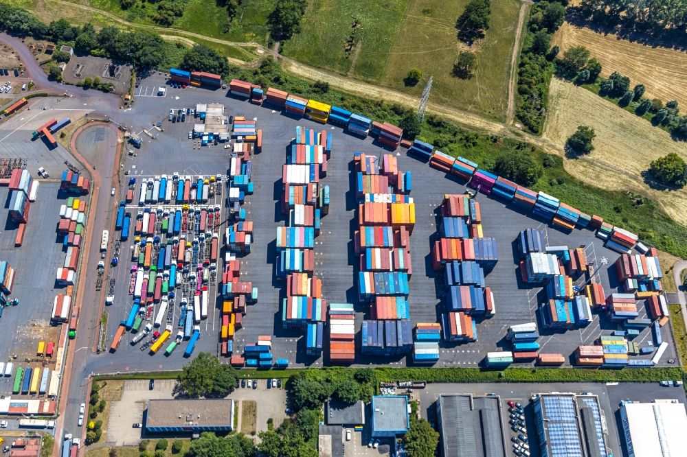 Aerial image Duisburg - Container Terminal in the port of the inland port of DIT Duisburg Intermodal Terminal GmbH on Gaterweg in Duisburg in the state North Rhine-Westphalia
