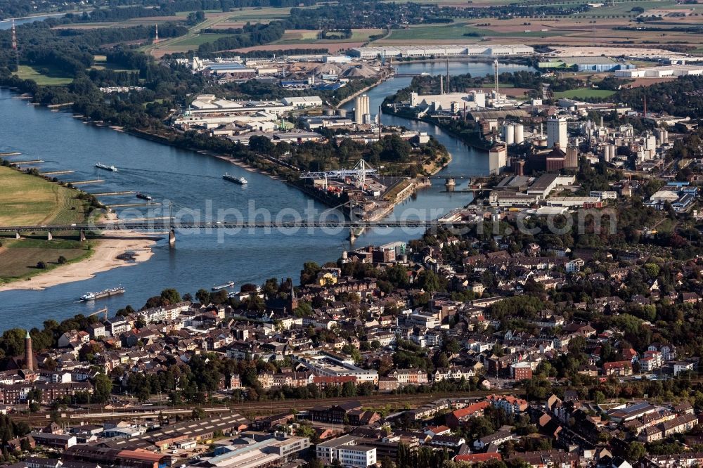 Aerial photograph Krefeld - Container Terminal in the port of the inland port an der Hafenstrasse in Krefeld in the state North Rhine-Westphalia