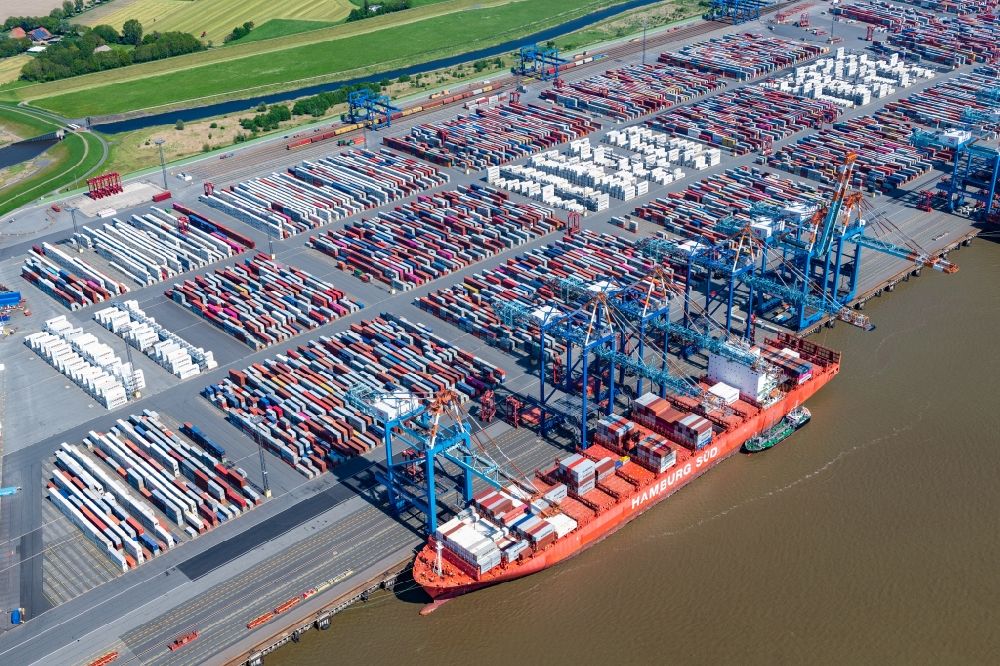Aerial photograph Bremerhaven - Container Terminal in the port of Bremerhaven in the state Bremen