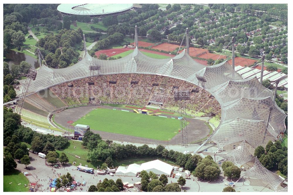 München from the bird's eye view: Sports facility grounds of the Olypmic stadium in Munich in the state Bavaria, Germany