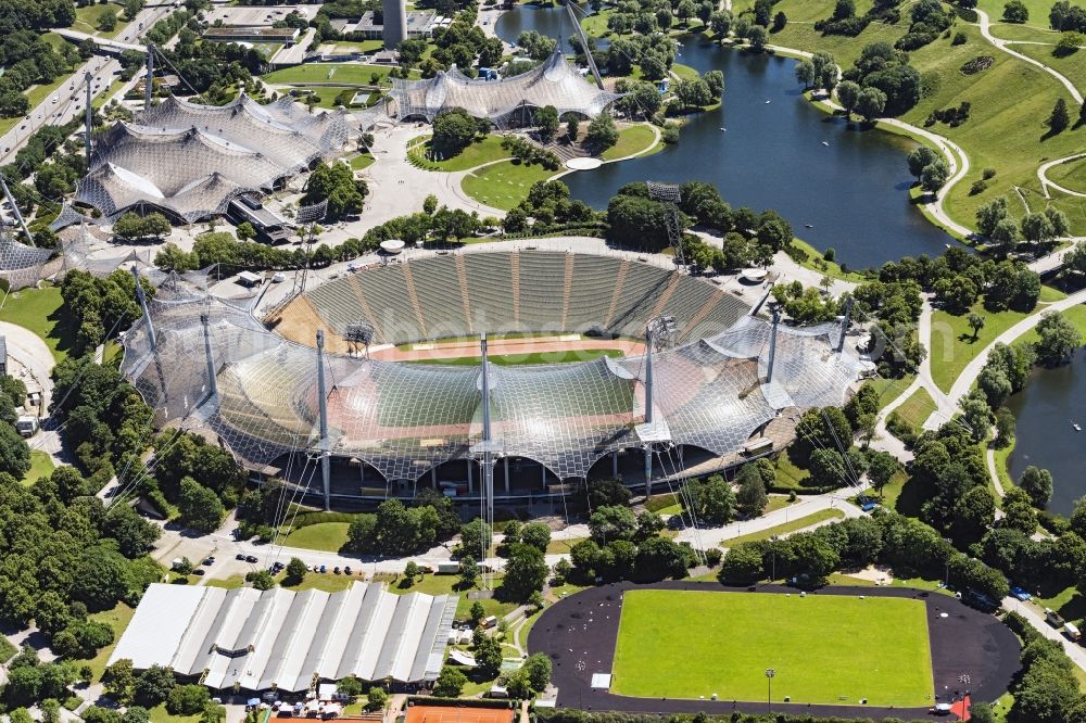 Aerial image München - Sports facility grounds of the Olypmic stadium in Munich in the state Bavaria, Germany
