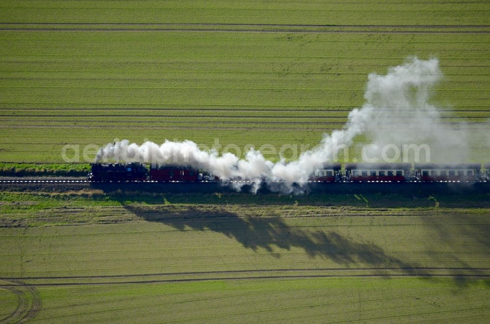Kühlungsborn from above - Steam train Molli in Kuehlungsborn in the state Mecklenburg - Western Pomerania, Germany