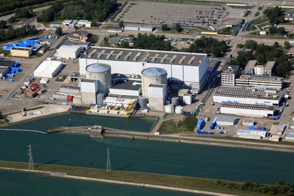 Aerial image Fessenheim - The nuclear power plant in Fessenheim in France on the Upper Rhine