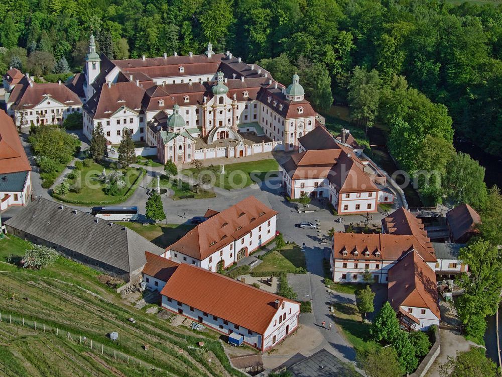 Aerial image Ostritz - Das Kloster St. Marienthal am Neißeweg in Ostritz in der Oberlausitz ist ein Zisterzienserinnenkloster und wurde in der Mitte des dreizehnten Jahrhunderts gegründet. The St. Marienthal nunnery at the Neisseweg in Ostritz.