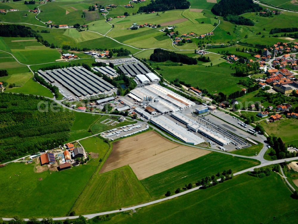 Aerial image Jandelsbrunn - The Knauswerk in the district Jandelsbrunn in the state of Bavaria. The Knaus Tabbert company is one of the leading manufacturers of caravans and motor homes. The main seat and headquarters of the company is located in the bavarian village. Guided Tours are available