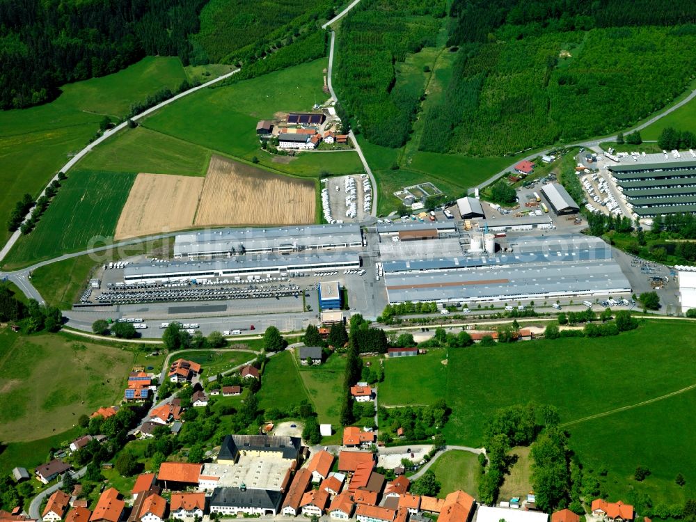 Aerial photograph Jandelsbrunn - The Knauswerk in the district Jandelsbrunn in the state of Bavaria. The Knaus Tabbert company is one of the leading manufacturers of caravans and motor homes. The main seat and headquarters of the company is located in the bavarian village. Guided Tours are available