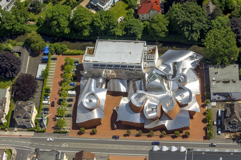 Aerial photograph Herford - MARTa is a contemporary art museum in Herford in North Rhine-Westphalia. Only for editorial use!