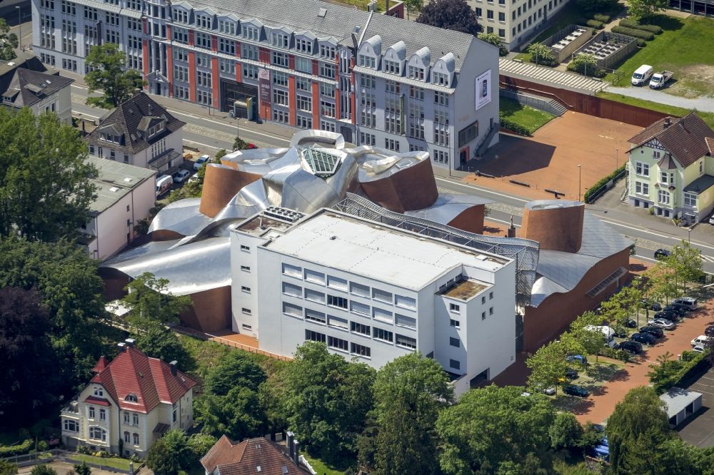 Aerial image Herford - MARTa is a contemporary art museum in Herford in North Rhine-Westphalia. Only for editorial use!