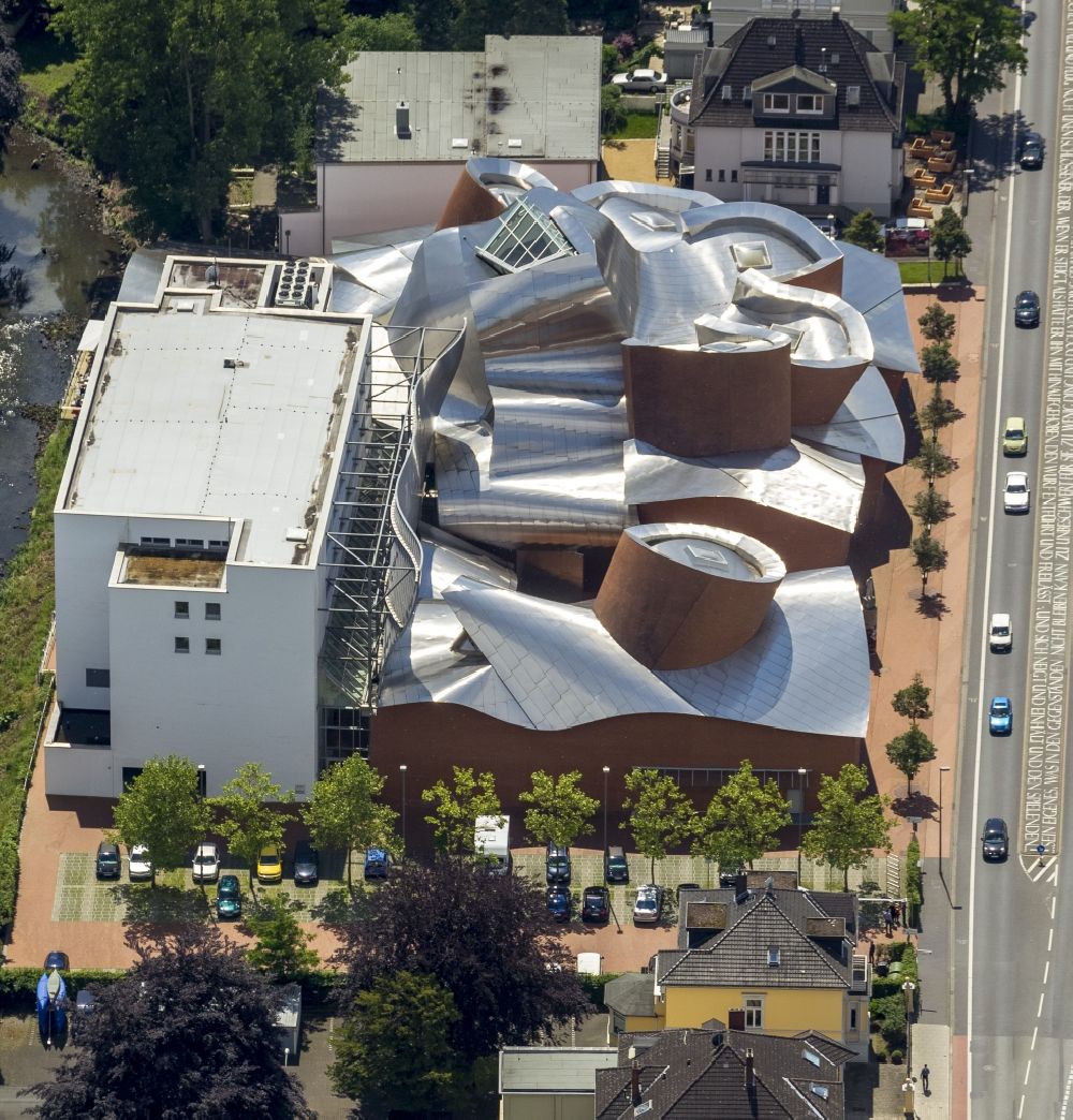 Herford from the bird's eye view: MARTa is a contemporary art museum in Herford in North Rhine-Westphalia. Only for editorial use!