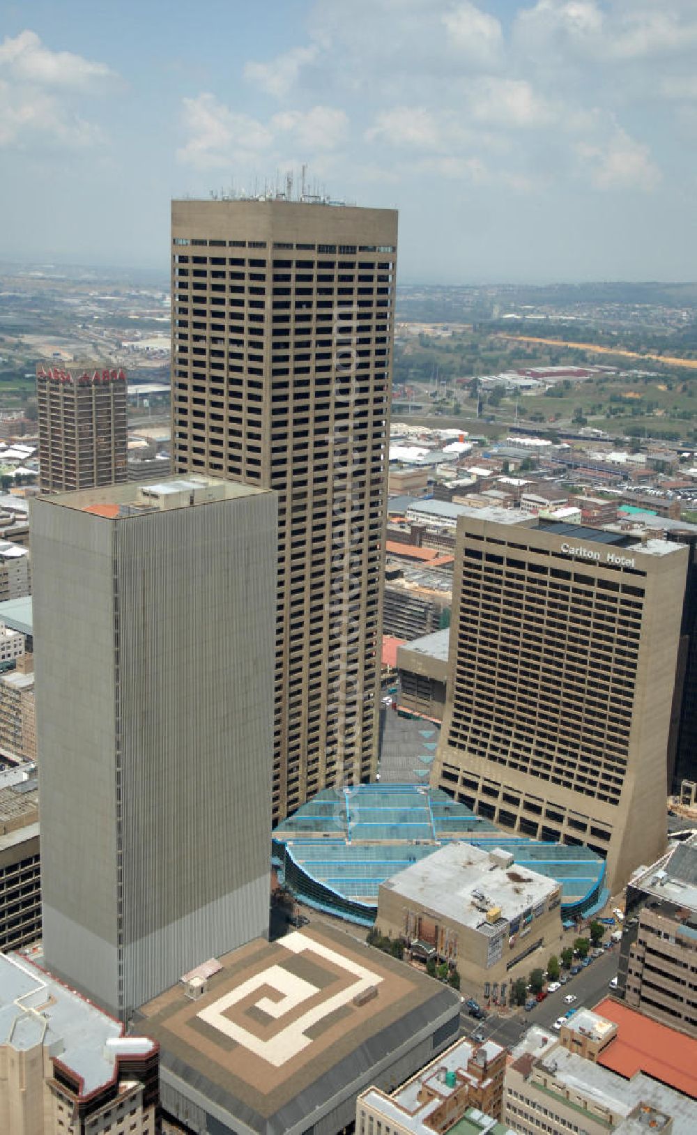 JOHANNESBURG from above - The Carlton Centre consisted of a shipping mall,  the Carlton Hotel and an