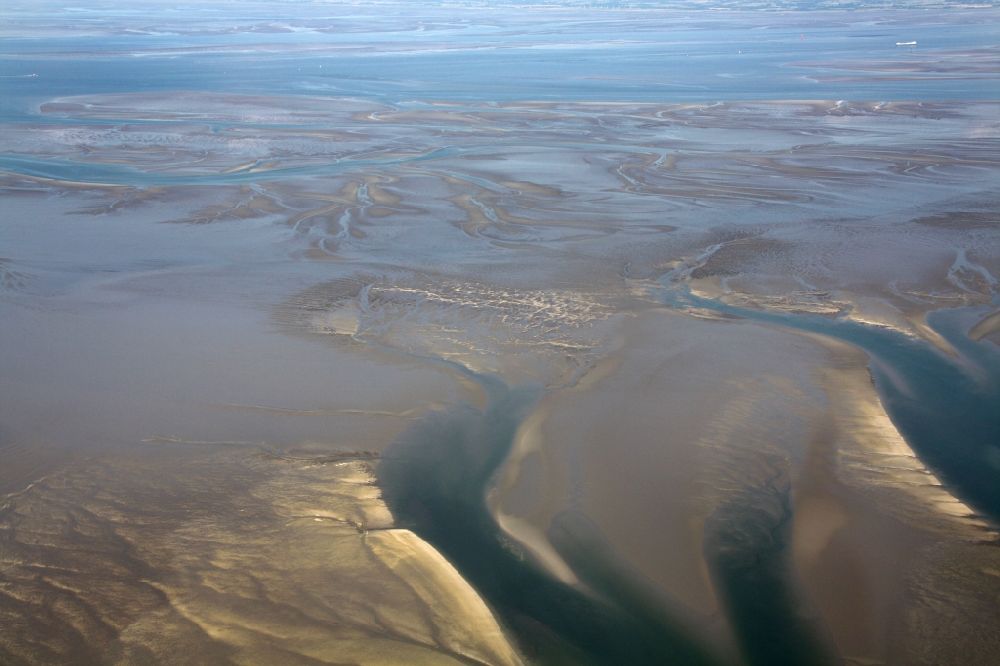 Aerial photograph Wangerooge - The Wadden Sea of Lower Saxony North Sea coast is protected as a national park since 1986. In 1993 it was declared a UNESCO Biosphere Reserve. With the recognition of the German-Dutch Wadden Sea as a UNESCO World Heritage site in 2009 after all the years of successful conservation efforts were rewarded