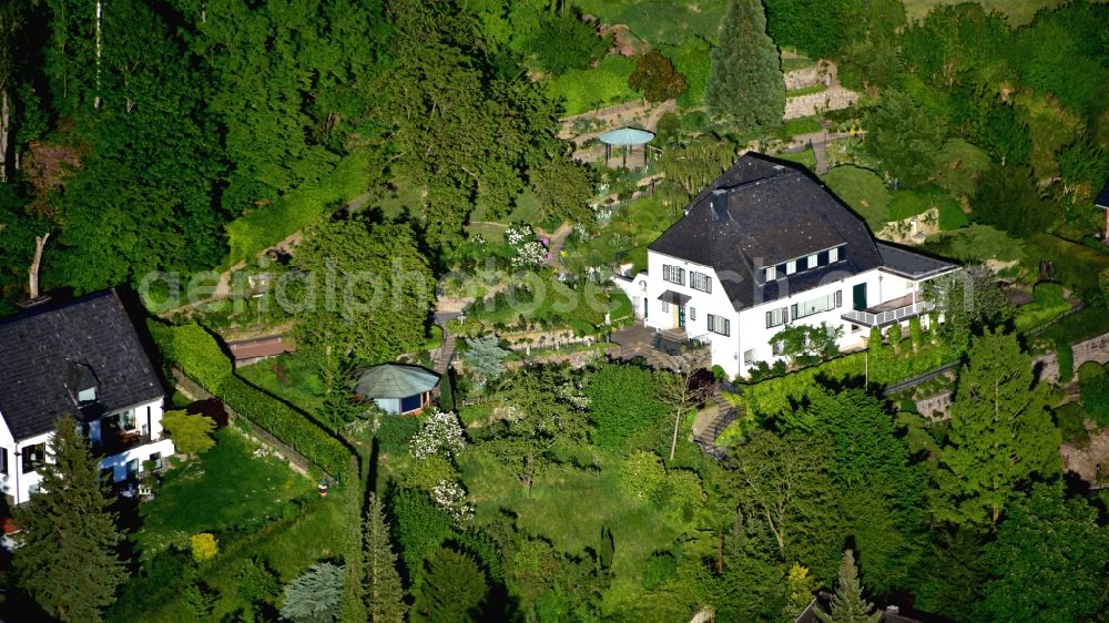Aerial photograph Bad Honnef - The house of Konrad Adenauer, first German Chancellor, in Roehndorf in the state of North Rhine-Westphalia, Germany. The house is maintained by the Federal Chancellor Adenauer House Foundation