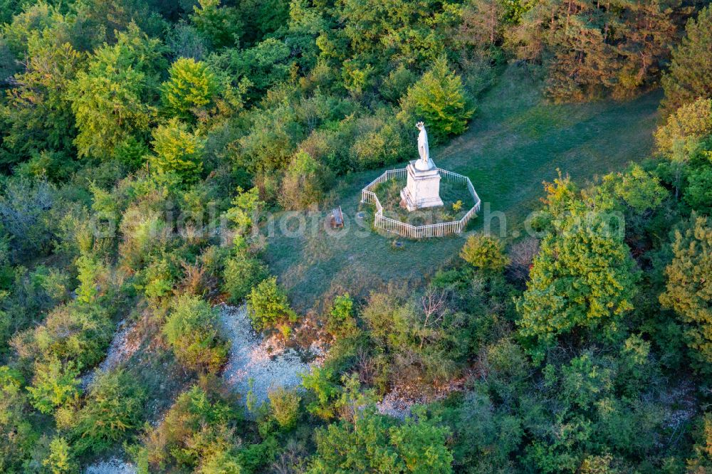 Aerial photograph Poissons - Tourist attraction of the historic monument Maria Statue in Poissons in Grand Est, France