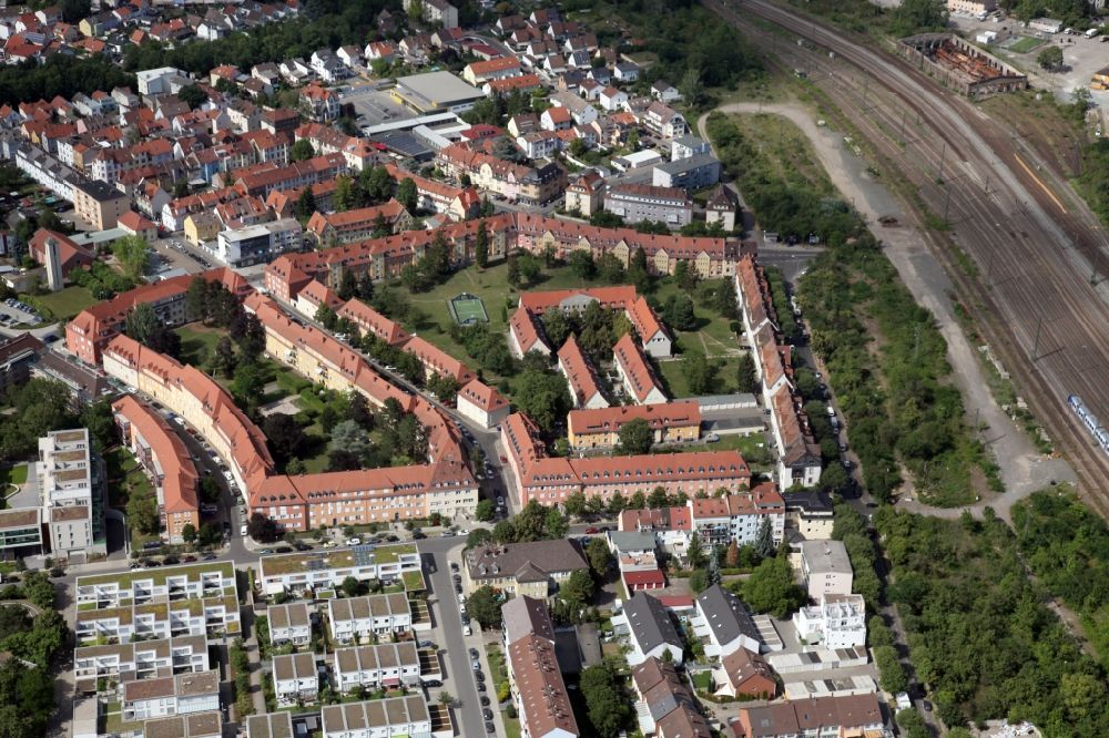Aerial image Worms - Monument zone at the Stralenbergstrasse in Worms in the state Rhineland-Palatinate, Germany