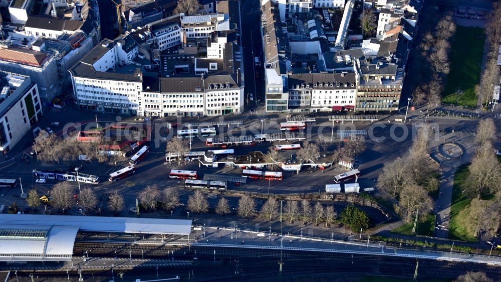 Bonn from the bird's eye view: The bus station in Bonn in the state North Rhine-Westphalia, Germany