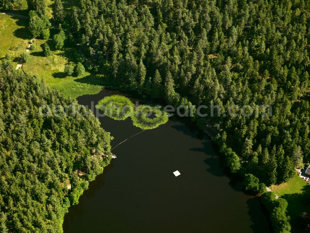 Grafenhausen from the bird's eye view: The lake Schlüchtsee in the state of Baden-Württemberg. It is an artificial lake in the Black Forest, near Grafenhausen, which is nurtured by the river Schlücht. It is a bathing and fishing lake and a natural preserve area