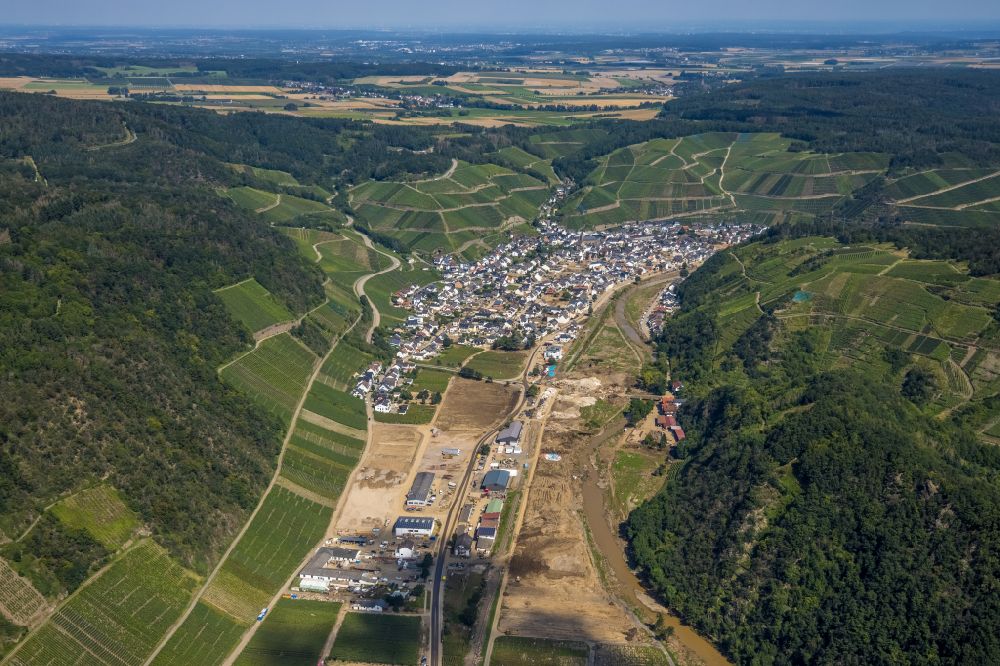 Dernau from above - Dernau after the flood disaster in the Ahr valley this year in the state Rhineland-Palatinate, Germany