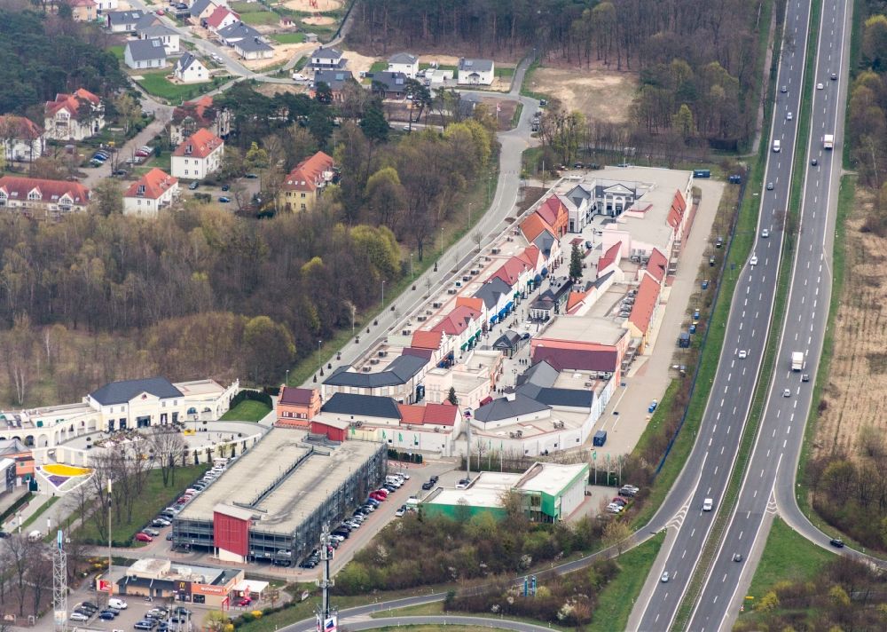Aerial image Wustermark - Designer Outlet Center in Elstal Wustermark in Brandenburg