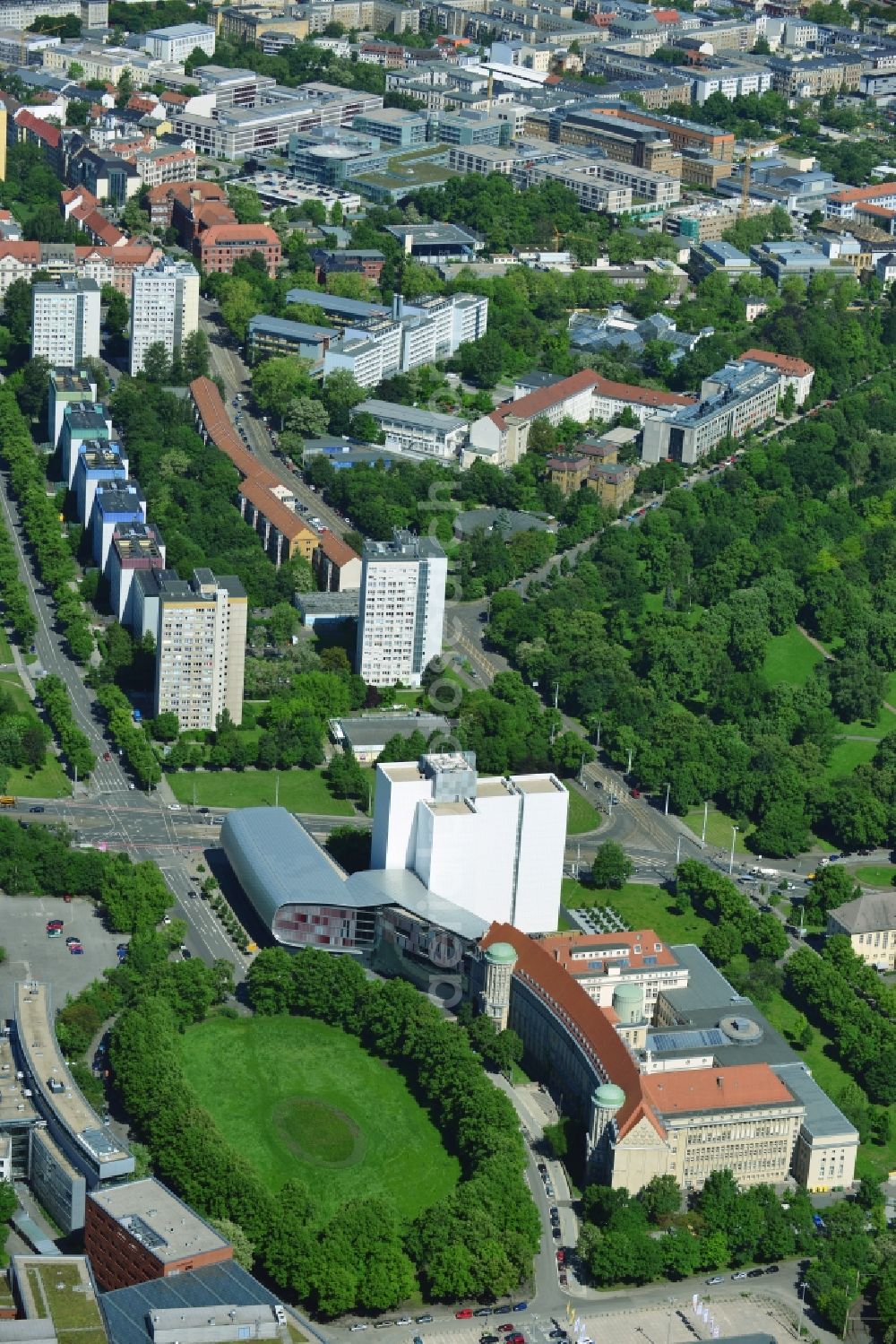 Leipzig from the bird's eye view: View to an location of the German National Library in Leipzig