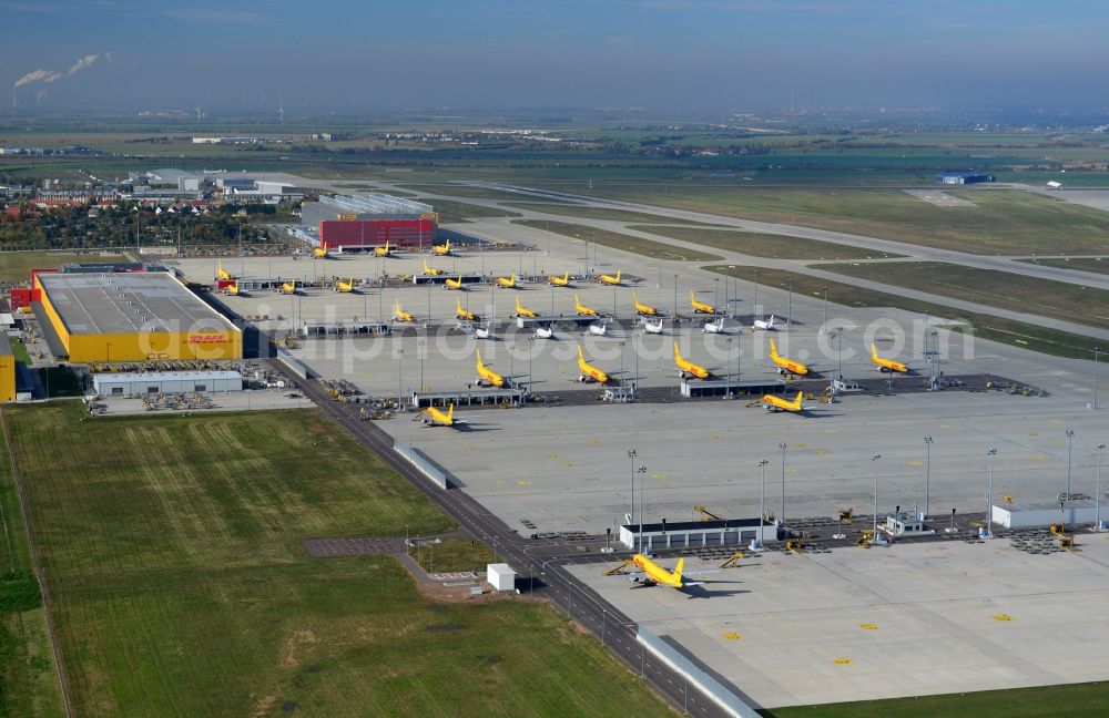 Aerial photograph Leipzig - View of the DHL Hub Leipzig at the airport Leipzig/Halle in the state of Saxony