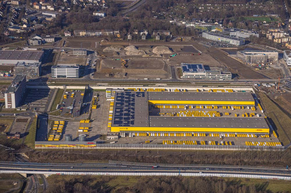 Bochum from above - DHL logistics center in the development area MARK 51AA?7 in Bochum at Ruhrgebiet in the state North Rhine-Westphalia, Germany