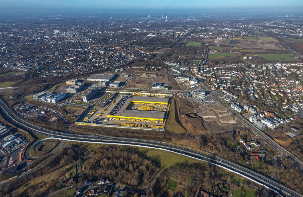 Bochum from the bird's eye view: DHL logistics center in the development area MARK 51AA?7 in Bochum at Ruhrgebiet in the state North Rhine-Westphalia, Germany