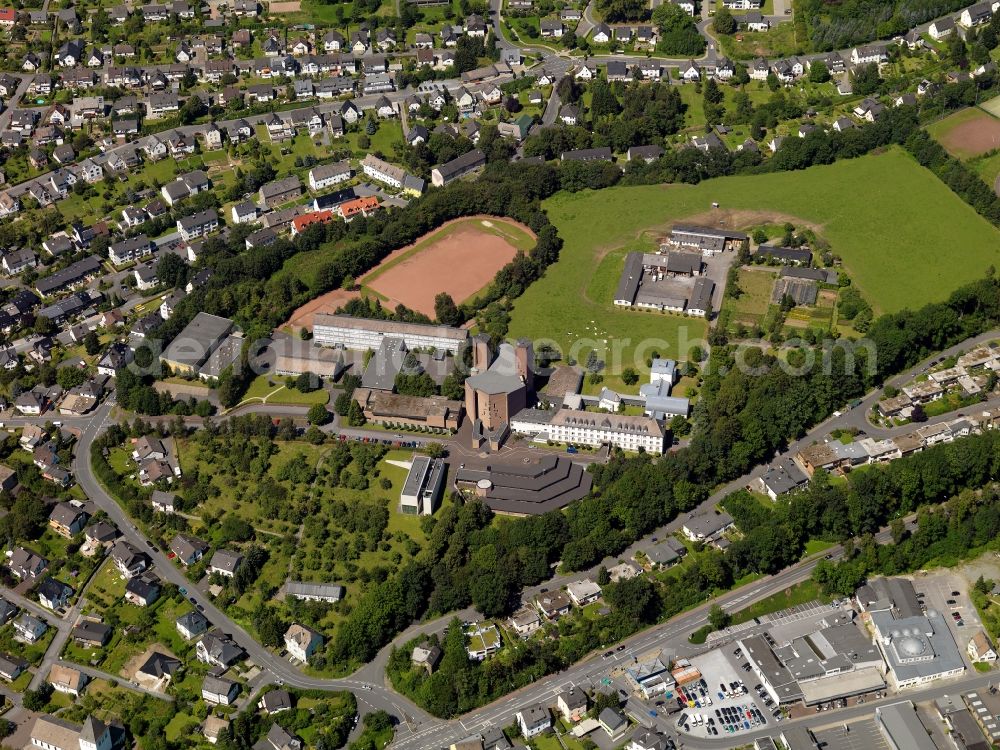 Aerial photograph Meschede - Abbey Abbey in Meschede is a monastery of the Benedictine Congregation of St. Ottilia. In addition to the mission and ministry of the brothers operated a number of crafts or farm and a gymnasium. The abbey is located within the village in a residential area