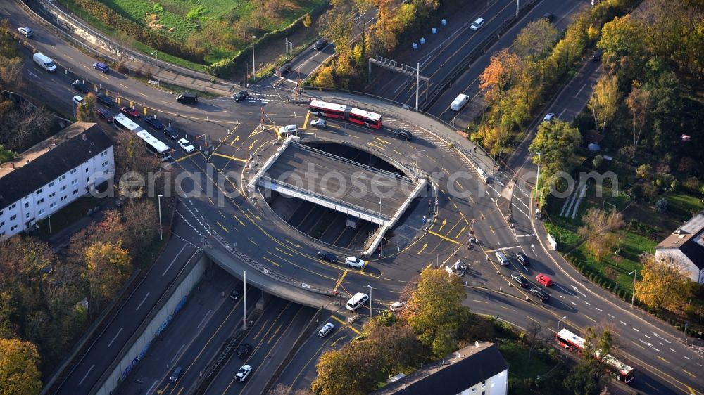 Bonn from above - The Junction Junction connects the A 565 with the B 56 in Bonn in the state of North Rhine-Westphalia, Germany. Colloquially, it is the Endenicher Ei
