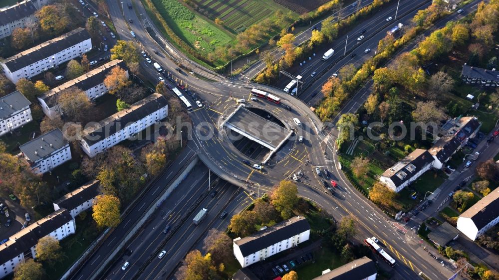 Bonn from the bird's eye view: The Junction Junction connects the A 565 with the B 56 in Bonn in the state of North Rhine-Westphalia, Germany. Colloquially, it is the Endenicher Ei