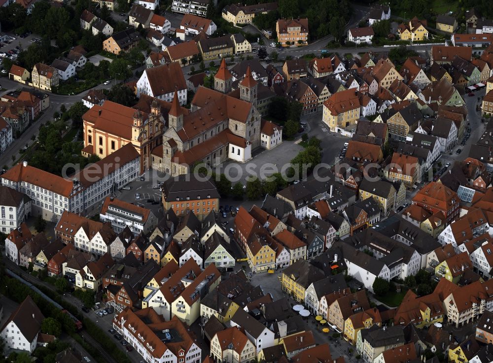 Ellwangen from the bird's eye view: The Basilica of St. Vitus, the former collegiate church of St. Vitus, is a late Romanesque vaulting from the 13th Century. The day the center is the third influential church at this point and was built between 1182-1233. The Basilica of St. Vitus is considered the most important Romanesque basilica with vaults of Swabia. From 1992 to 1999 was completely restored by the weather conditions significantly pulled in outer facade