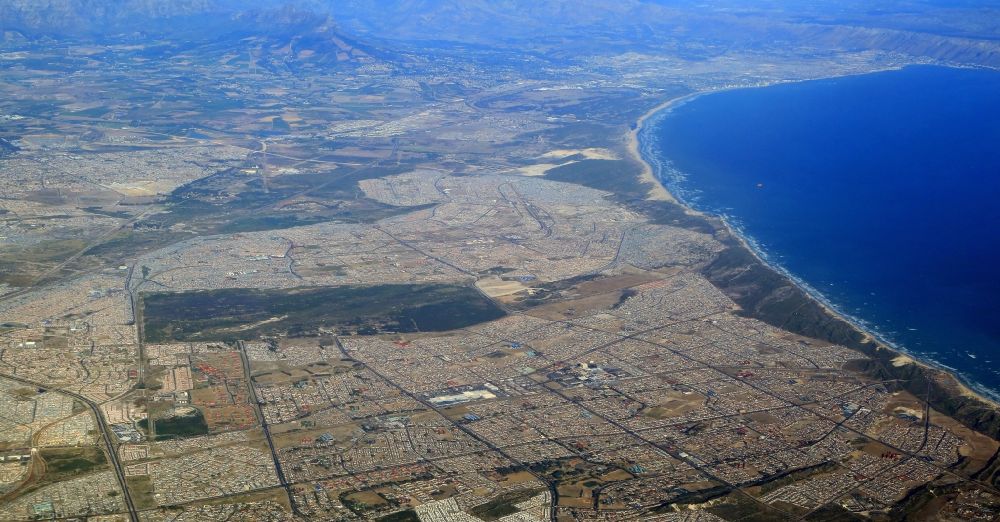 Aerial image Kapstadt - The two townships Mitchell's Plain und Khayelitsha in the Cape Flats at the False Bay in the city of Cape Town in Western Cape, South Africa
