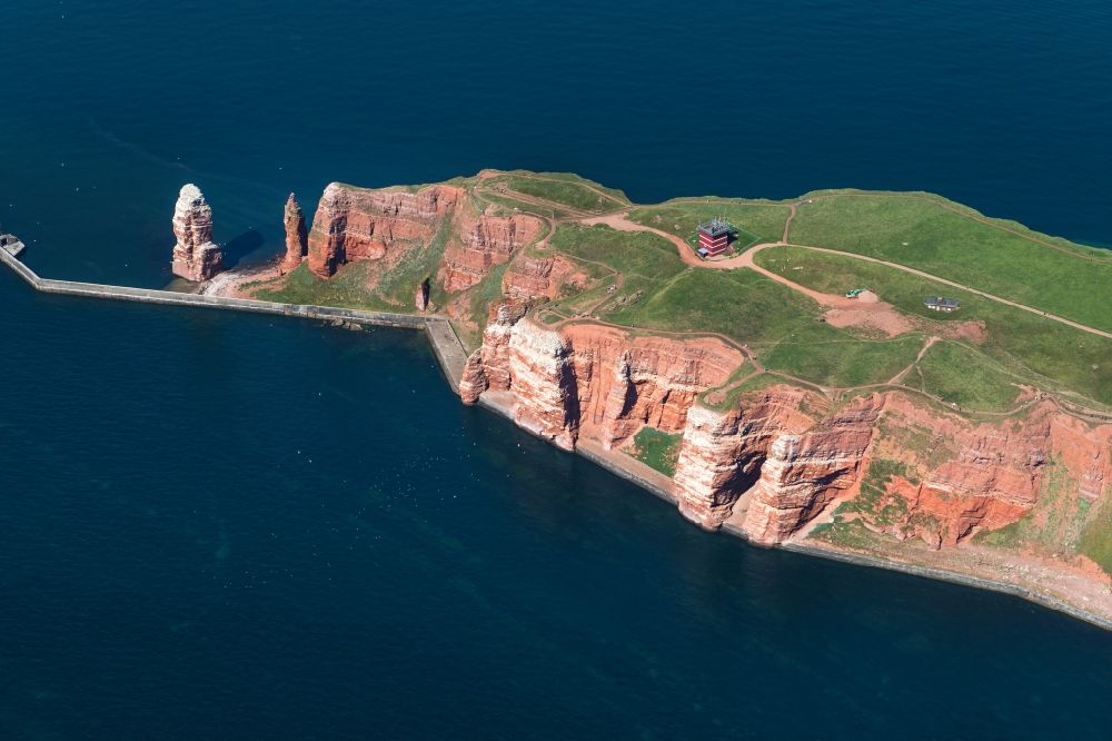 Aerial image Helgoland - The detached rock needle / surf pillars Tall Anna on Helgoland in Schleswig-Holstein