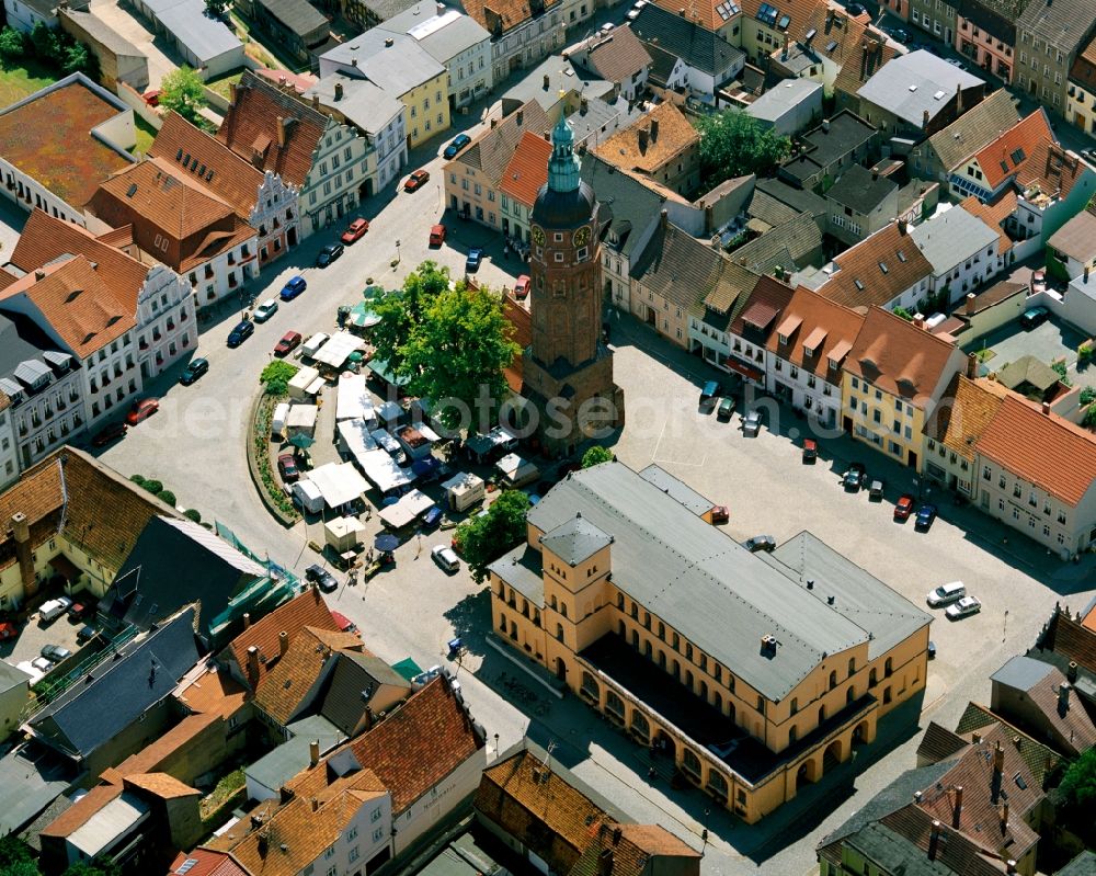 Luckau from the bird's eye view: The George Chapel with the directly adjacent Hausmannsturm is a former church building occupied of late Romanticism